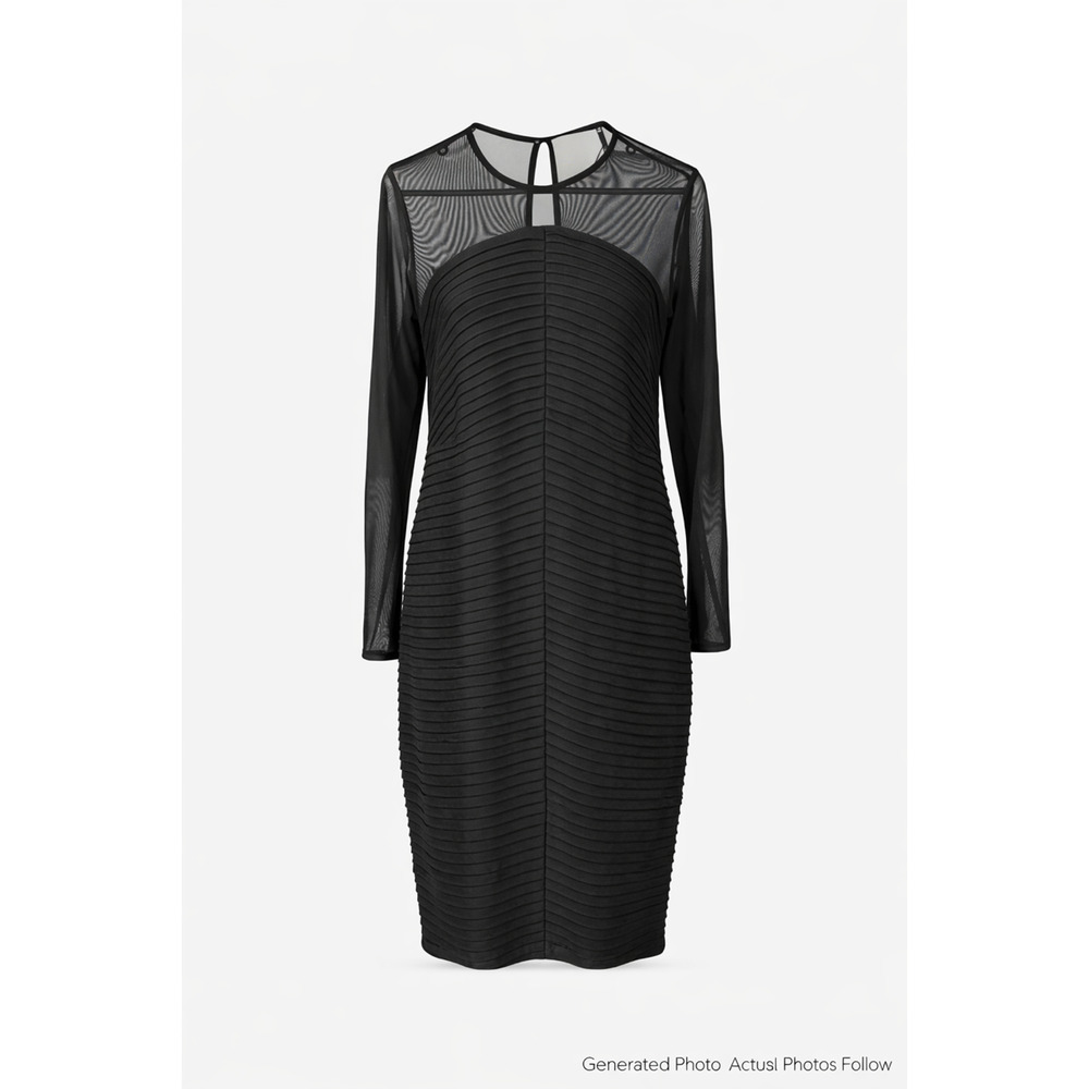 Calvin Klein Dress Black Sheer Mesh Overlay Cocktail Party Elegant Size 16W
